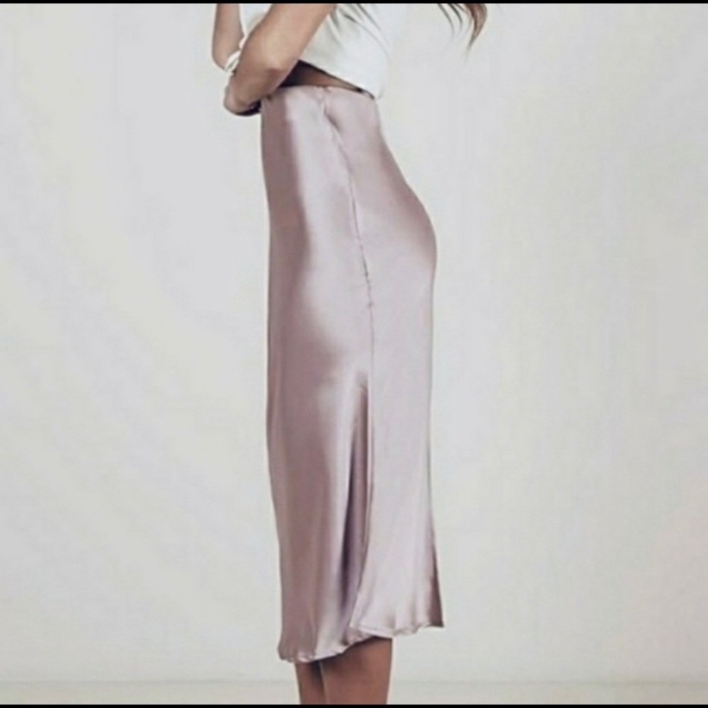 Rachel Zoe Satin MIDI Skirt - blush color